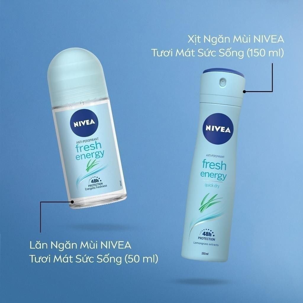 Xịt Ngăn Mùi Nivea Tươi Mát Sức Sống Anti-Perspirant Fresh Energy Quick Dry 150ml