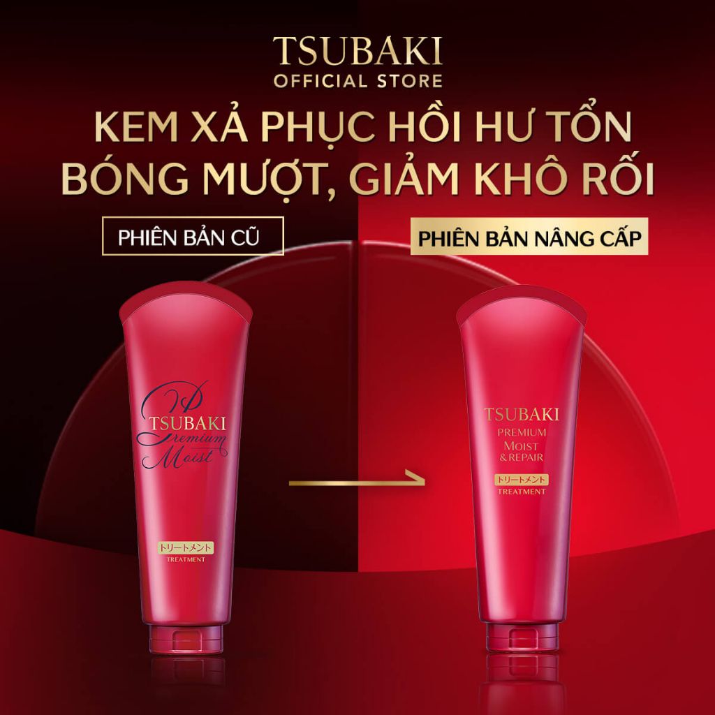 Kem Xả Dưỡng Tóc Bóng Mượt Tsubaki Premium Moist Treatment 180g (Màu Đỏ)
