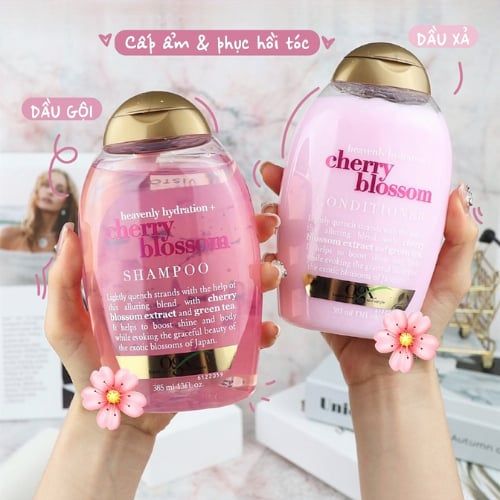 Dầu Gội/Xả OGX Chiết Xuất Hoa Anh Đào Cấp Ẩm Cho Tóc 385ml