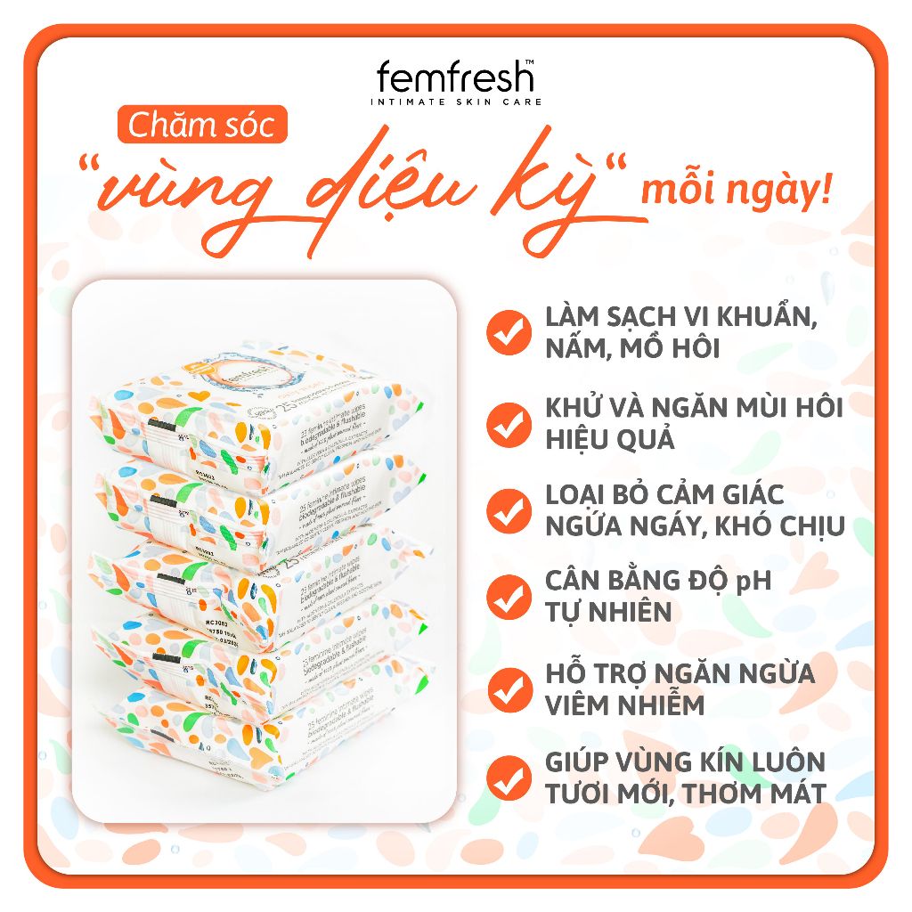 Khăn Ướt Vệ Sinh Vùng Kín Phụ Nữ Cao Cấp Femfresh Intimate Skincare Wipes