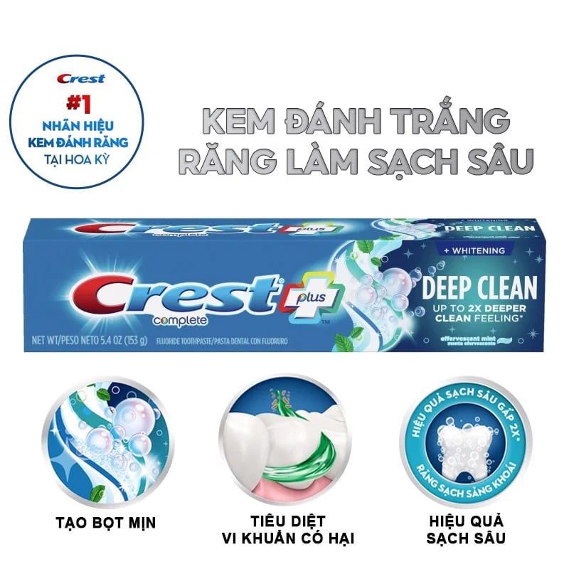 Kem Đánh Trắng Răng Làm Sạch Sâu Crest Complete Whitening + Deep Clean