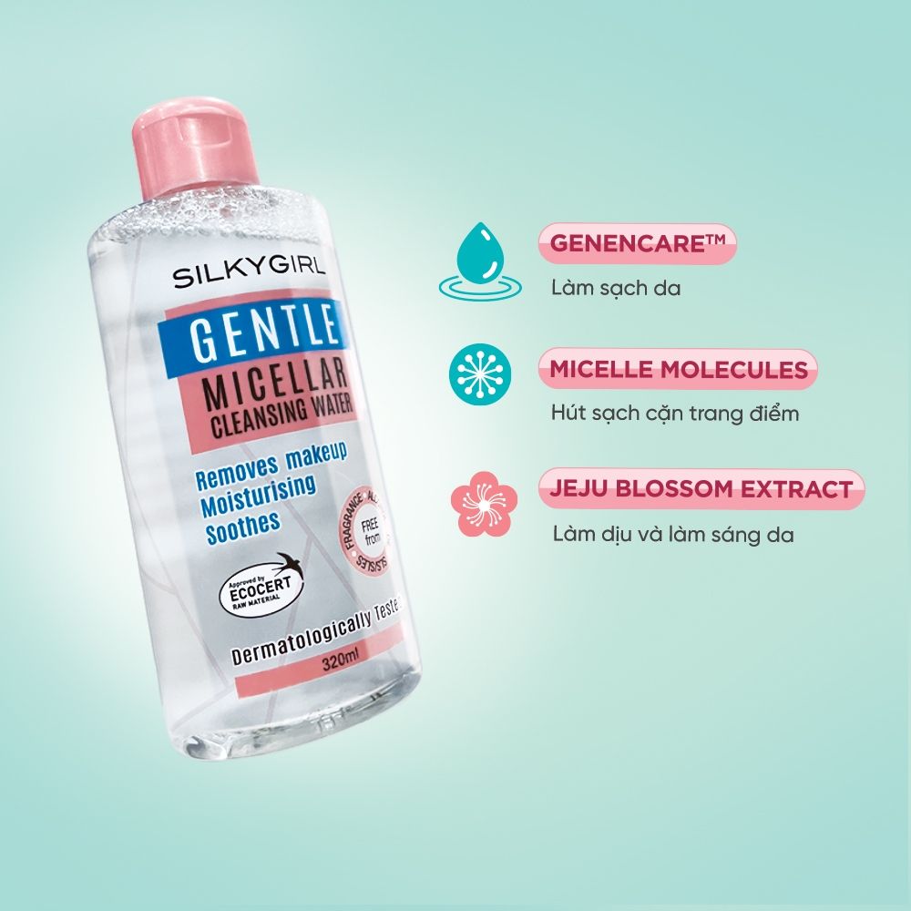Nước Tẩy Trang Mắt Môi Dịu Nhẹ Silkygirl Gentle Micellar Cleansing Water