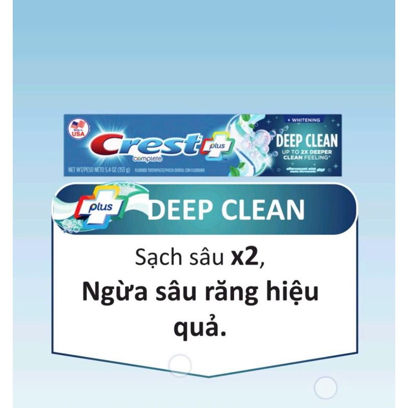 Kem Đánh Trắng Răng Làm Sạch Sâu Crest Complete Whitening + Deep Clean