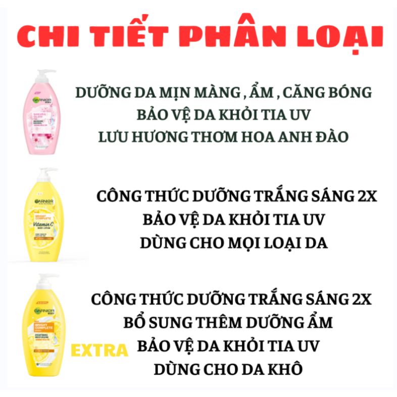 Sữa Dưỡng Thể Toàn Thân Garnier Bright Complete Body Lotion 400ml - Thái Lan