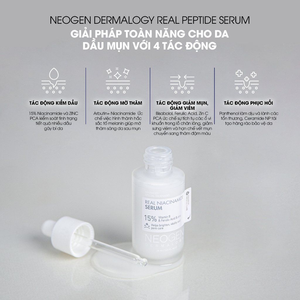 Tinh chất Serum Sinh Học Giảm Mụn Kiềm Dầu, Làm Sáng Da 15% Niacinamide Neogen