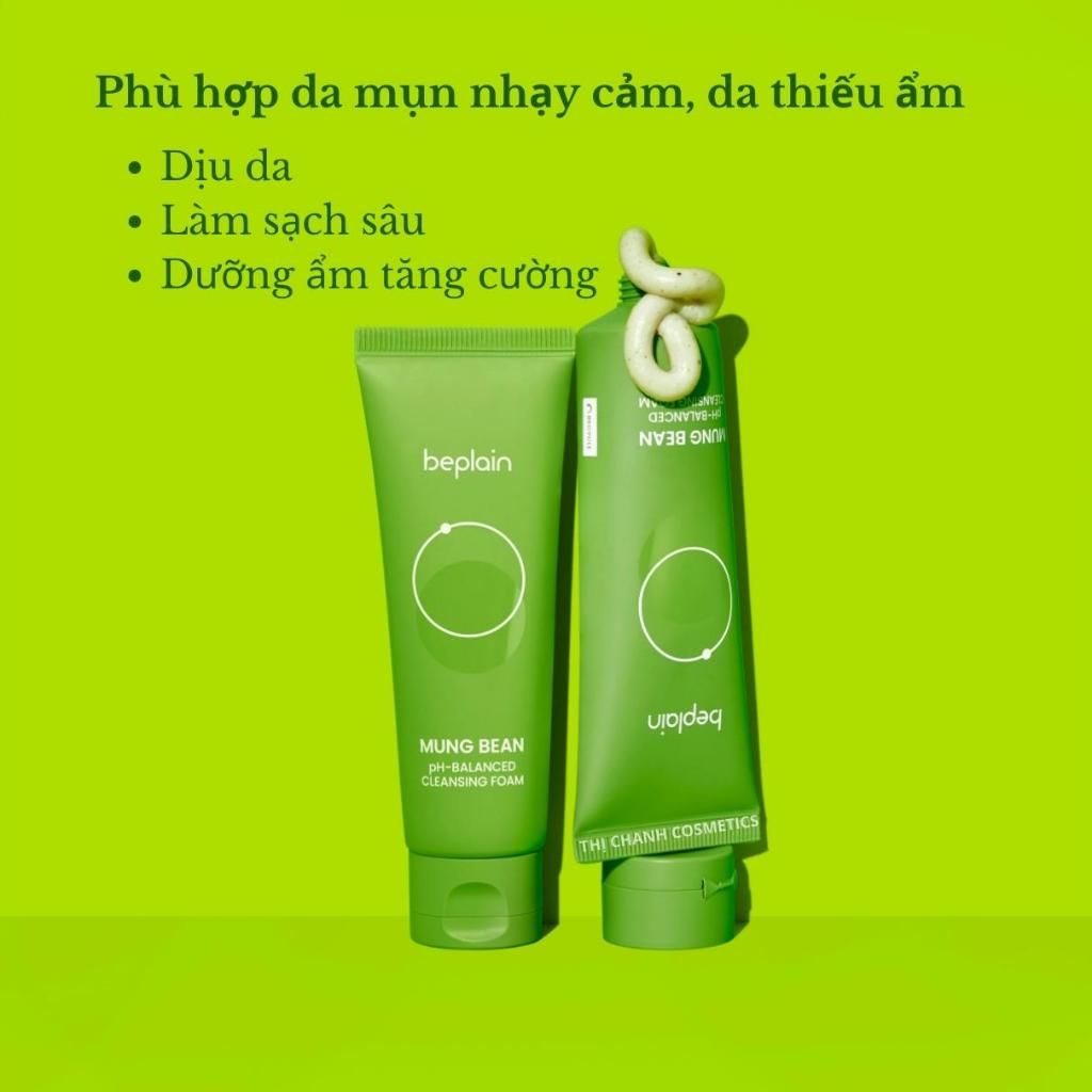 Sữa Rửa Mặt Chiết Xuất Đậu Xanh Cân Bằng Độ pH Beplain Mung Bean pH-Balanced Cleansing Foam