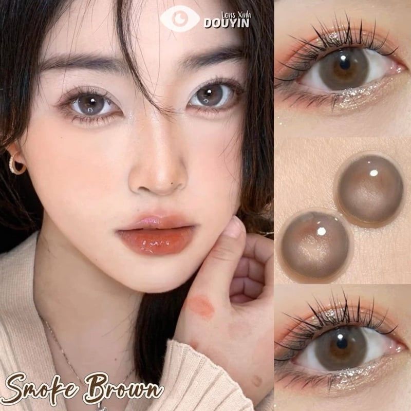 Lens Thời trang DOUYIN (cặp) - Smoke Brown - 0 độ đến 3 độ