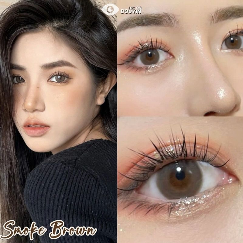 Lens Thời trang DOUYIN (cặp) - Smoke Brown - 0 độ đến 3 độ