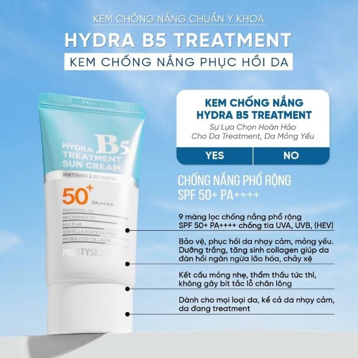Kem chống nắng Phục hồi Prettyskin Hydra B5 Sun Cream