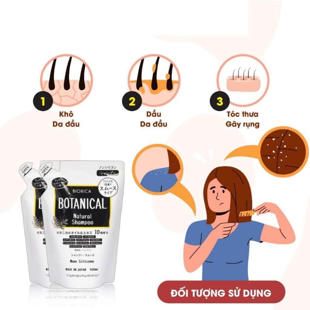 Bộ Dầu Gội Xả Biorica Botanical Natural Non – Silicone Túi 400ml
