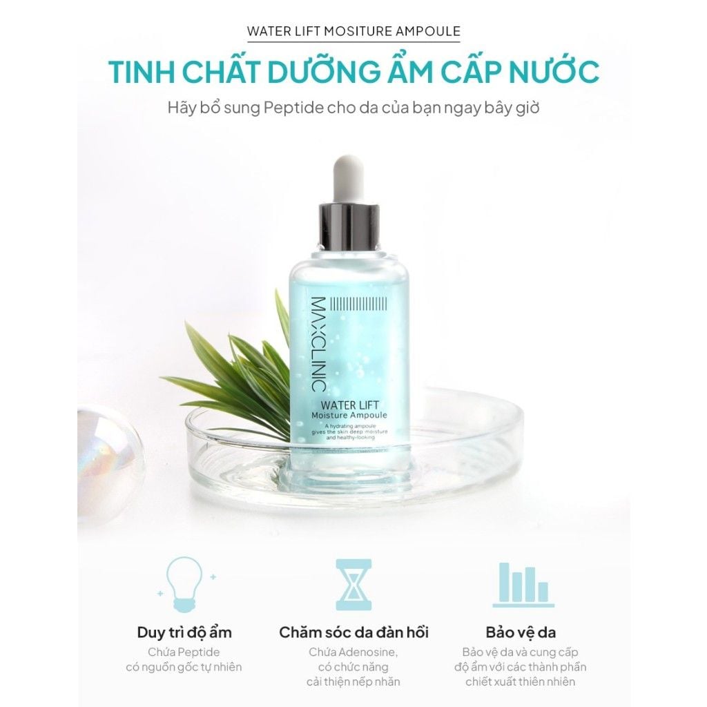 Tinh Chất Maxclinic Water Lift Moisture Ampoule 100ml – Dưỡng Ẩm Sâu, Cấp Nước & Ngăn Ngừa Lão Hóa