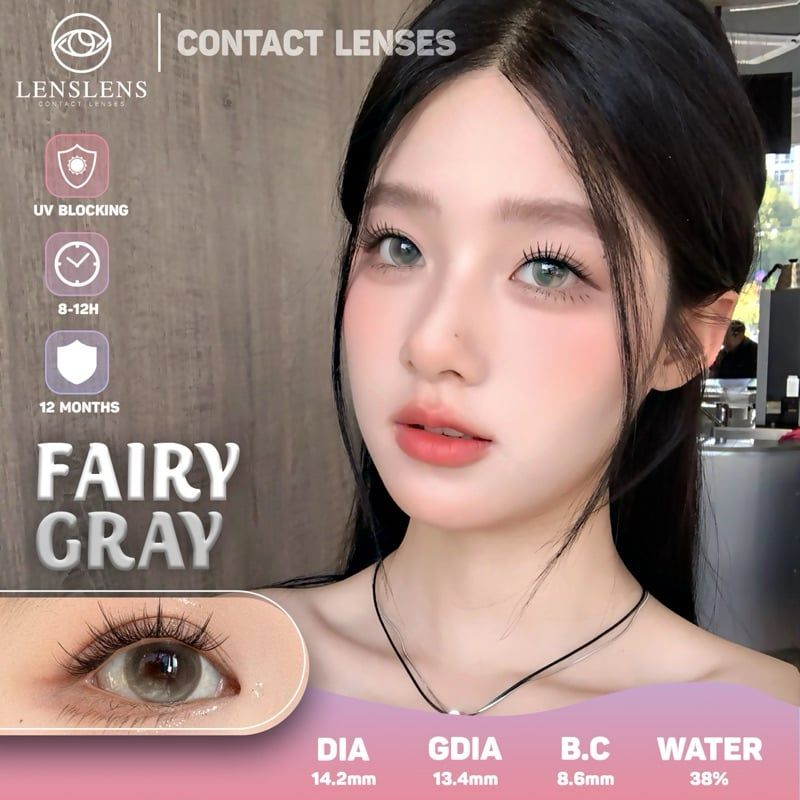 Lens Thời trang DOUYIN (cặp) - Fairy Gray - 0 độ đến 3 độ