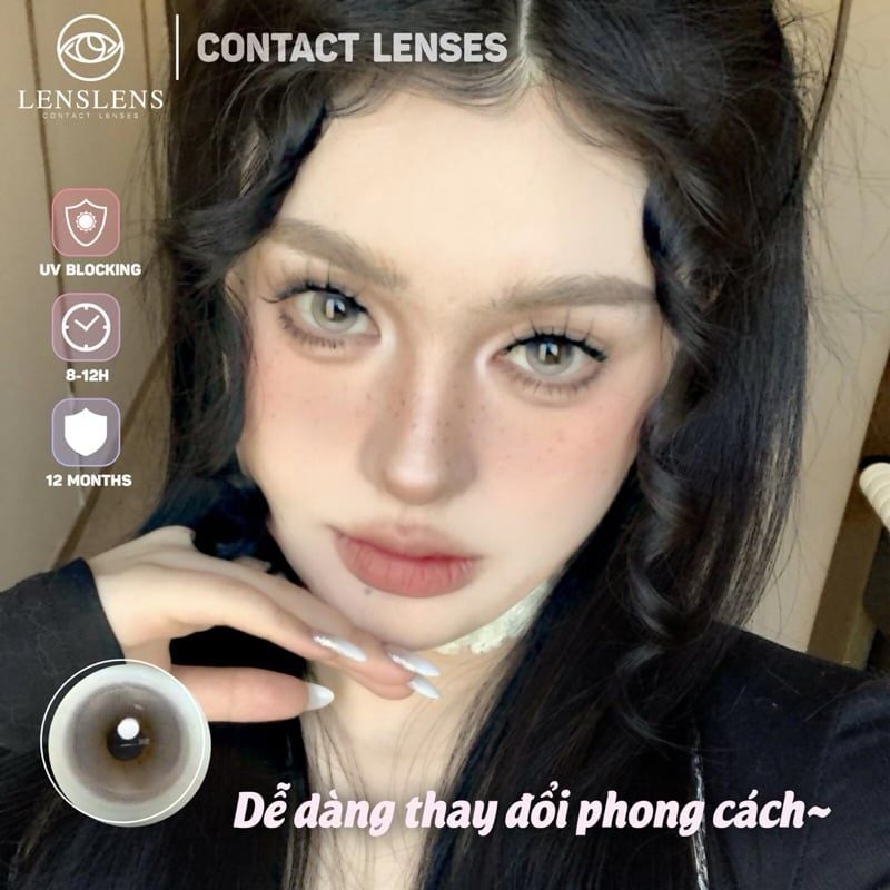 Lens Thời trang DOUYIN (cặp) - Fairy Gray - 0 độ đến 3 độ