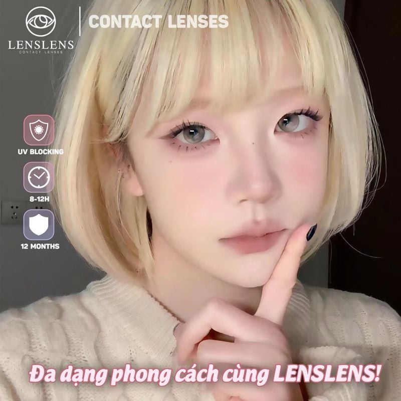 Lens Thời trang DOUYIN (cặp) - Fairy Gray - 0 độ đến 3 độ