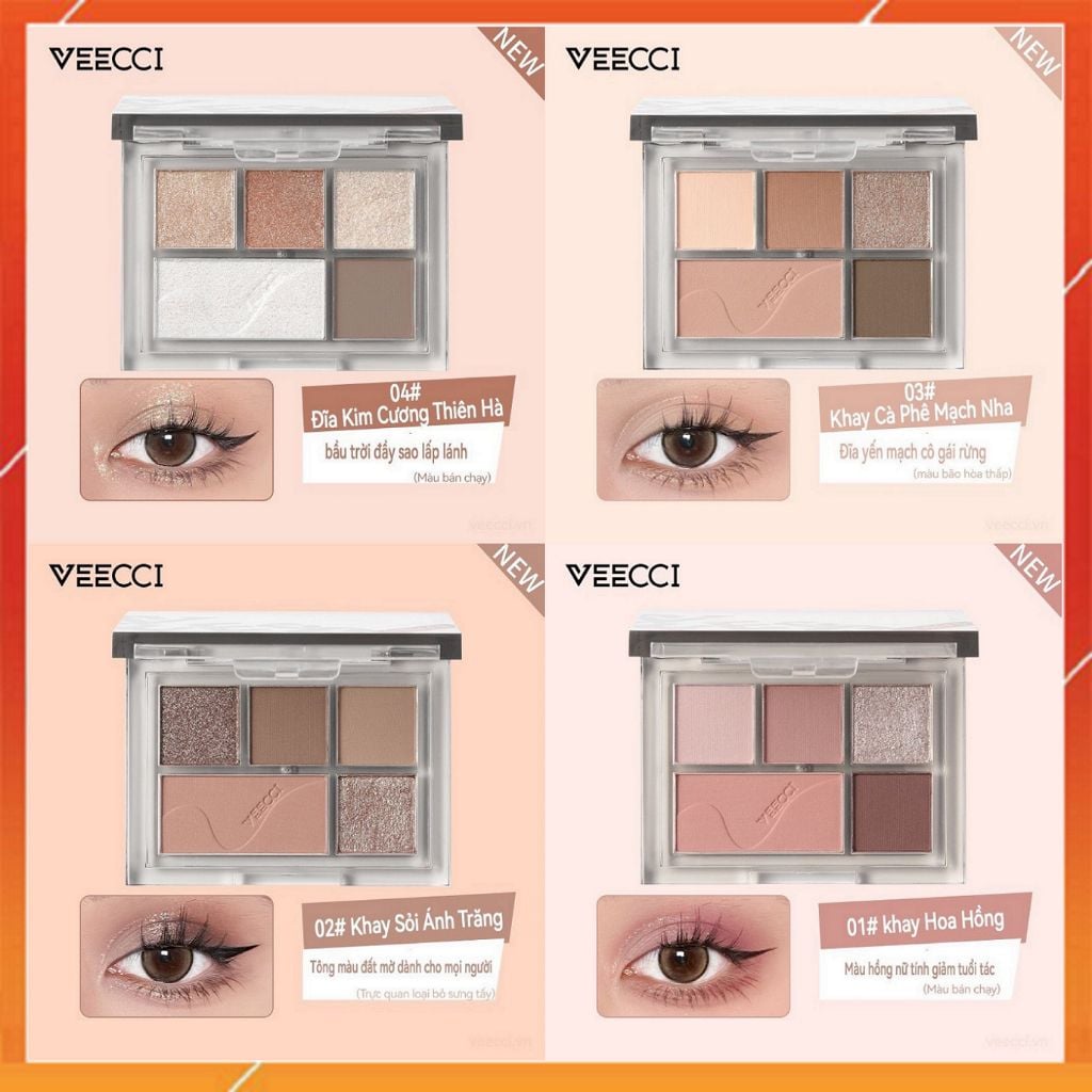 Bảng Phấn Mắt 5 Ô VEECCI Gợn Sóng Nước Veecci Dream Summer Eye Shadow