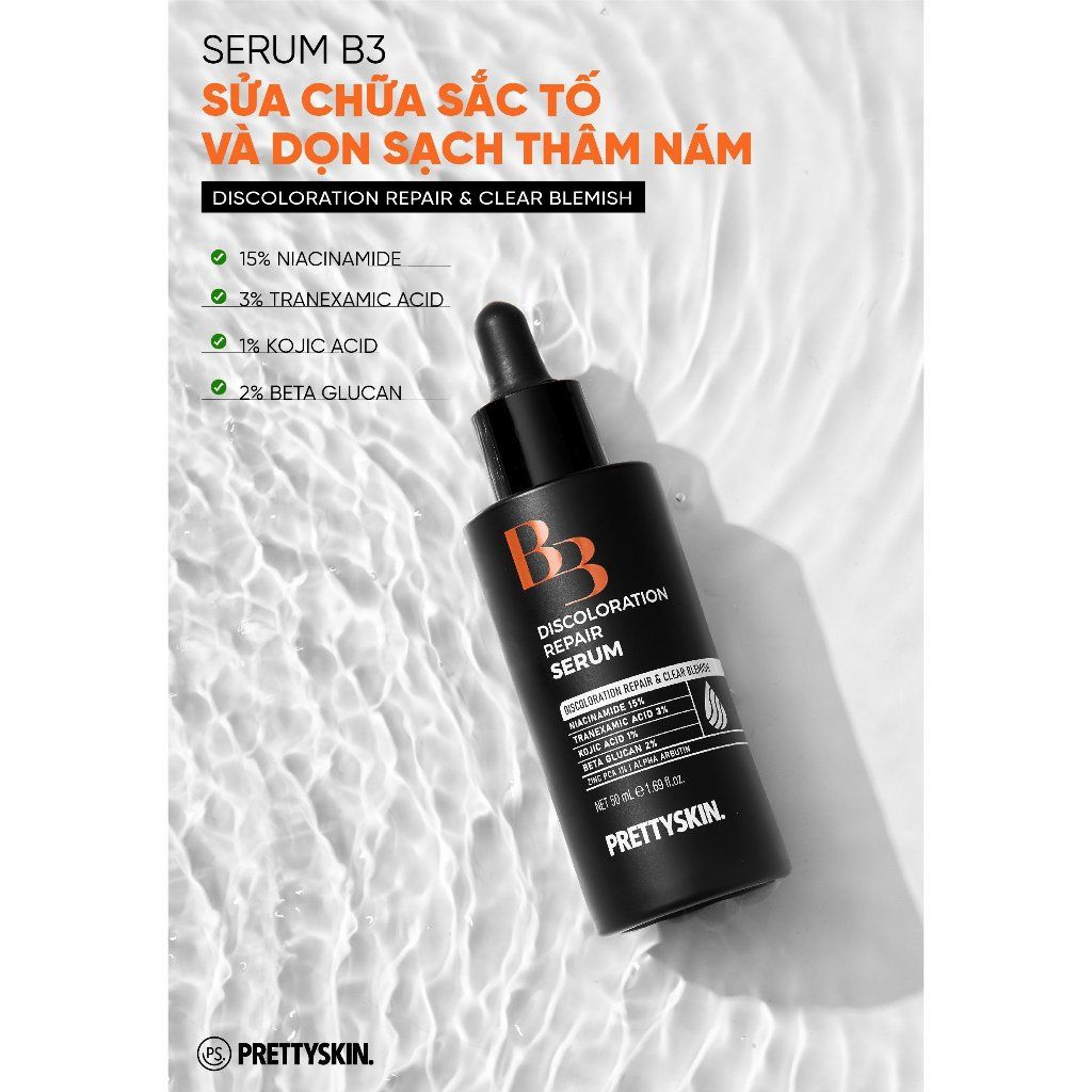 Serum Tinh chất PrettySkin B3 Sửa Chữa Sắc Tố, Mờ Thâm Nám, Tàn Nhang 50ml