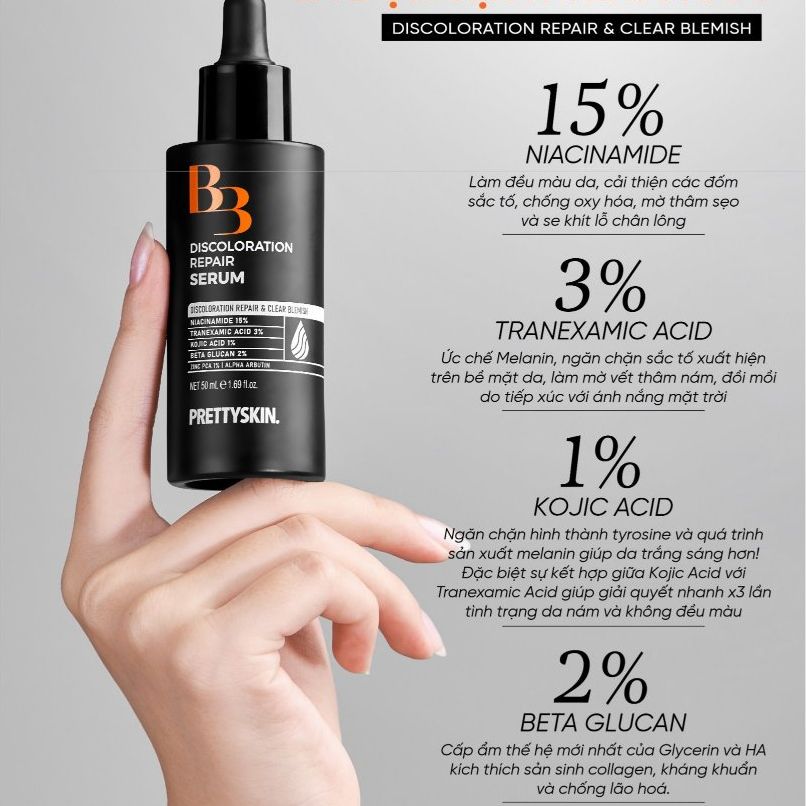 Serum Tinh chất PrettySkin B3 Sửa Chữa Sắc Tố, Mờ Thâm Nám, Tàn Nhang 50ml