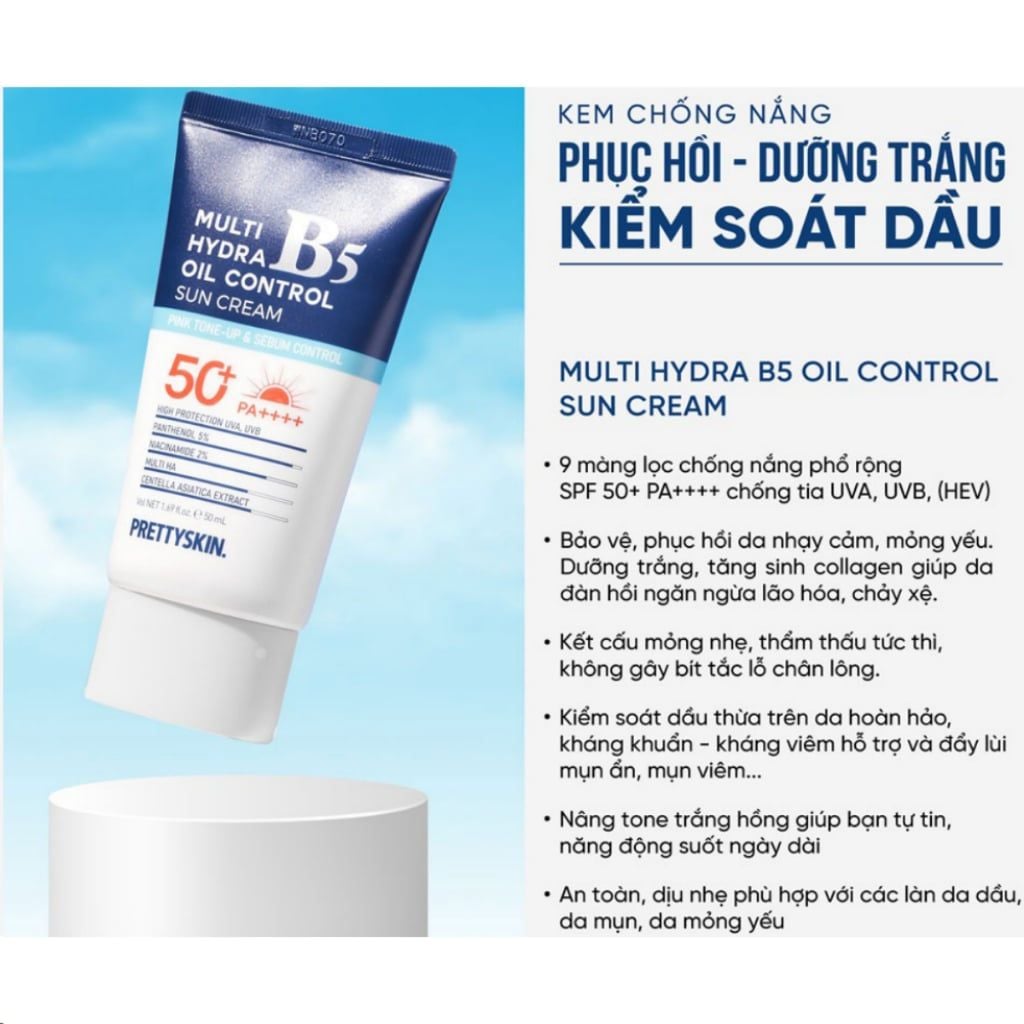 Kem chống nắng Phục hồi Prettyskin Hydra B5 Sun Cream