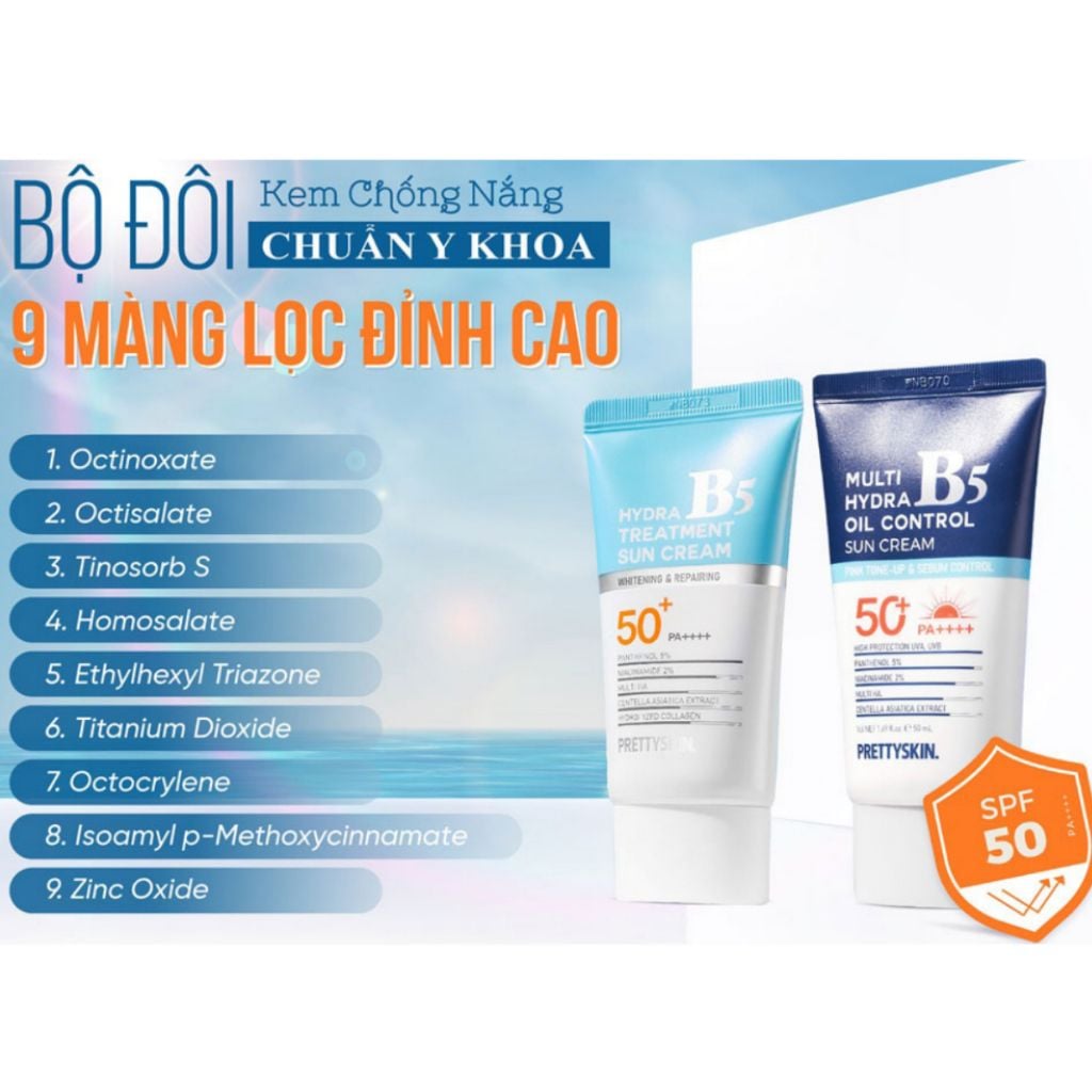Kem chống nắng Phục hồi Prettyskin Hydra B5 Sun Cream