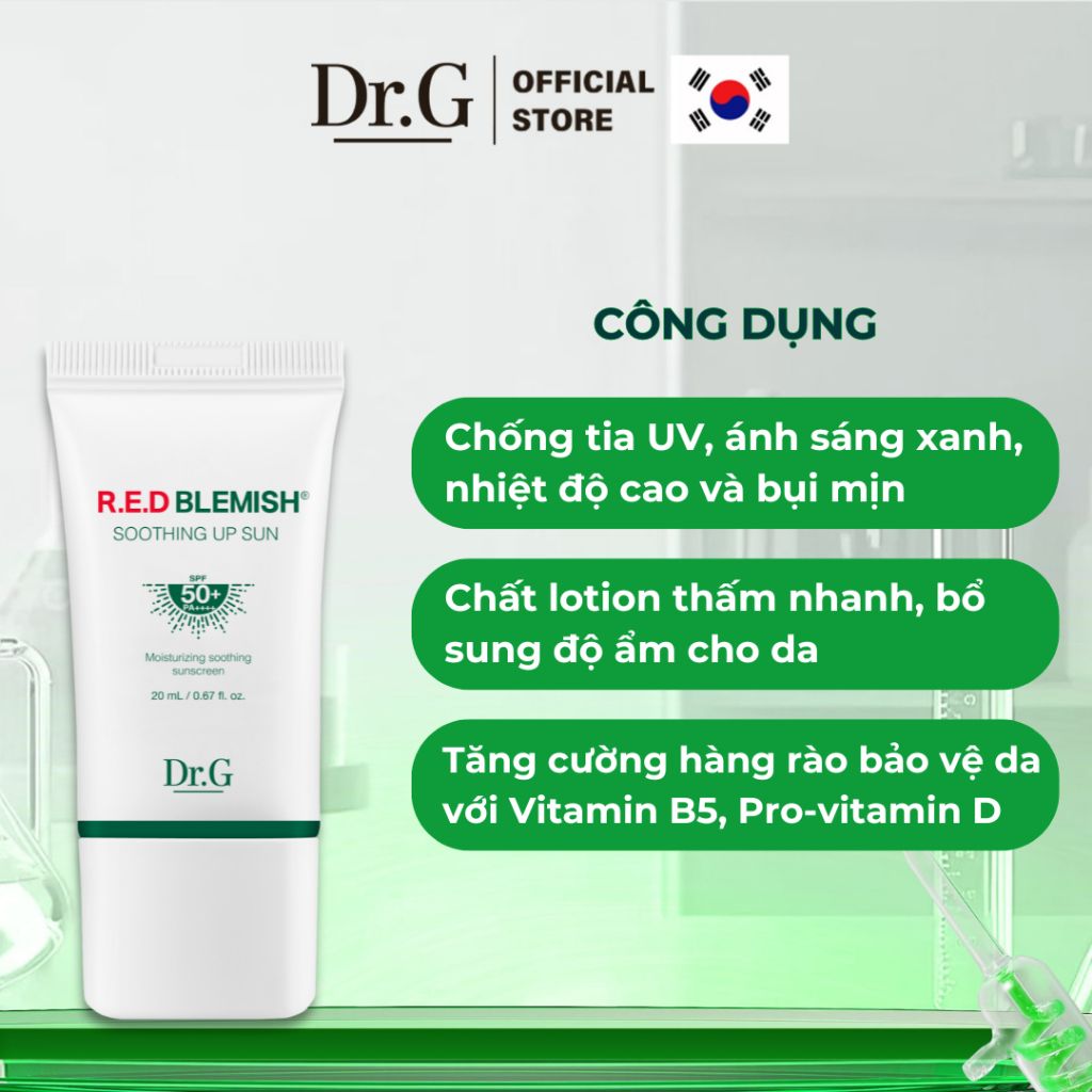 Kem Chống Nắng Cho Da Mụn Nhạy Cảm Dr.G R.E.D Blemish Soothing Up Sun SPF50+ PA++++ 20ml