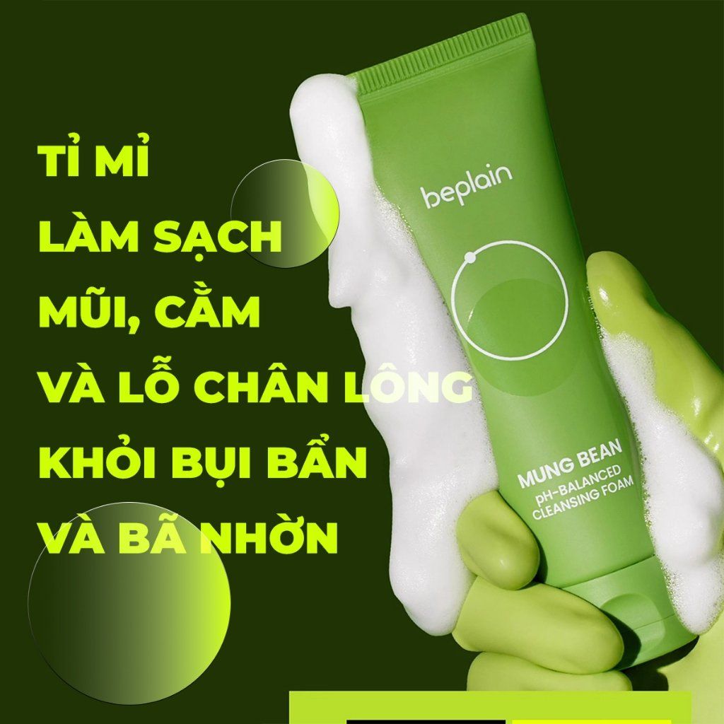 Sữa Rửa Mặt Chiết Xuất Đậu Xanh Cân Bằng Độ pH Beplain Mung Bean pH-Balanced Cleansing Foam