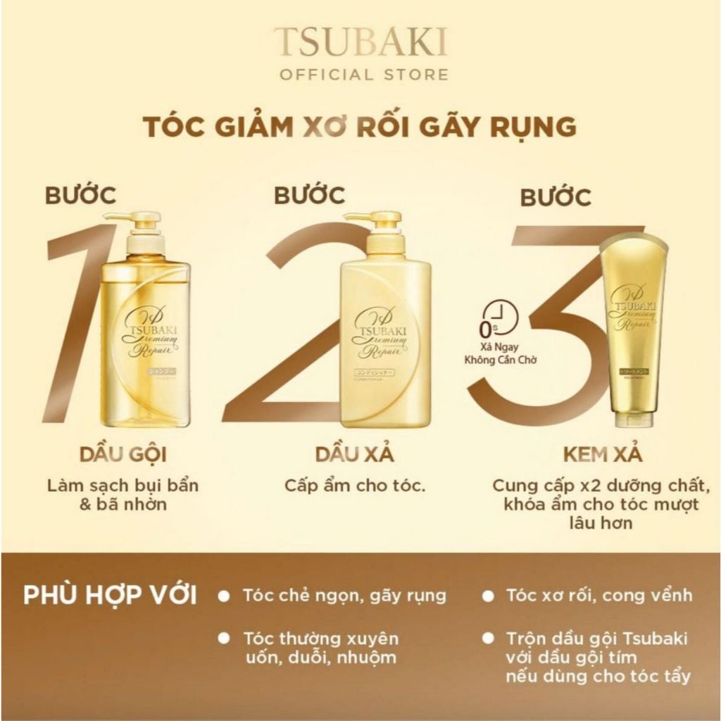 Kem Xả Hỗ Trợ Phục Hồi Hạn Chế Rụng Tóc Tsubaki Premium Repair Treatment 180g