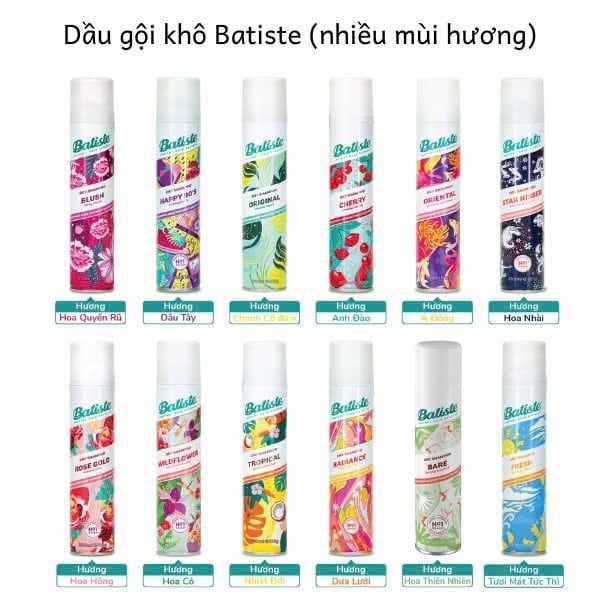 Dầu Gội Khô Giúp Làm Sạch, Tóc Bồng Bềnh Batiste Dry Shampoo 200ml