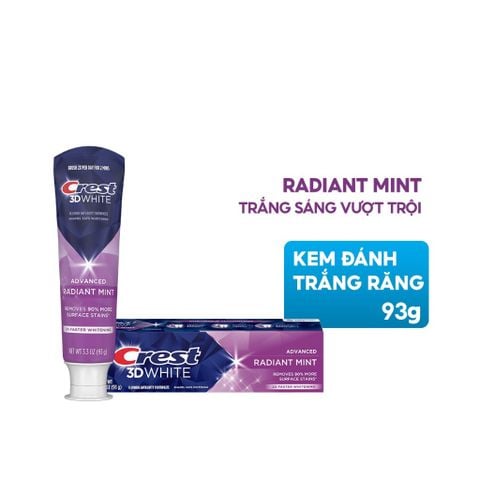Kem Đánh Răng Làm Trắng Răng, Sạch Mảng Bám Crest 3D White Advanced Radiant Mint