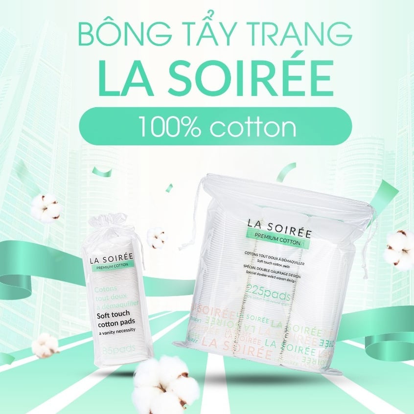 Bông tẩy Trang Siêu Mềm Mịn La Soirée Premium Cotton