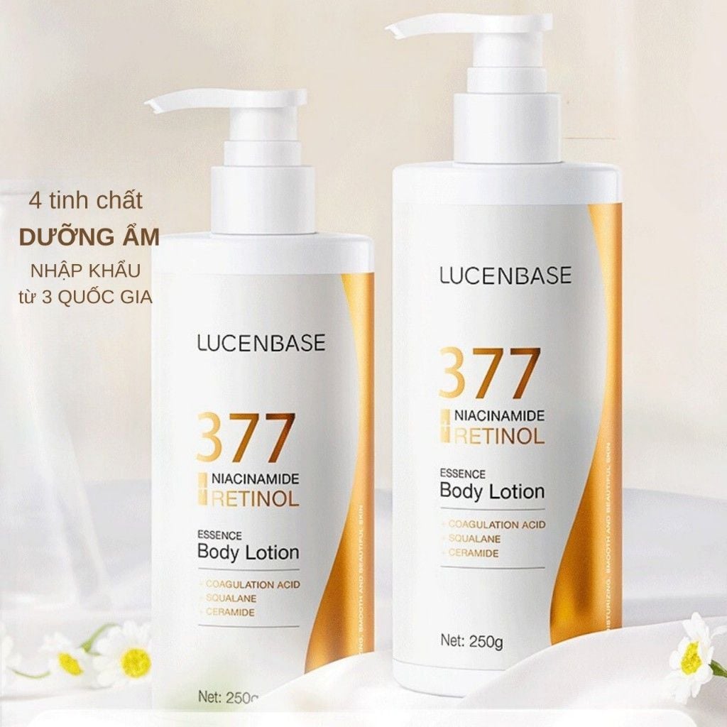 Dưỡng Thể Trắng Sáng Mờ Thâm Sạm 377 Niacinamide Retinol Lucenbase 250ml