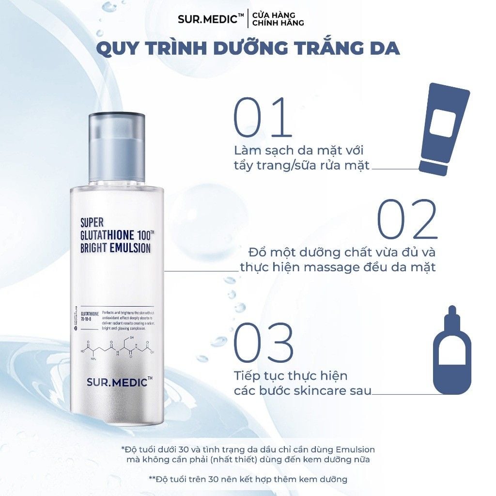 Sữa Dưỡng Trắng Da Sur.Medic Super Glutathione 100 Bright Emulsion