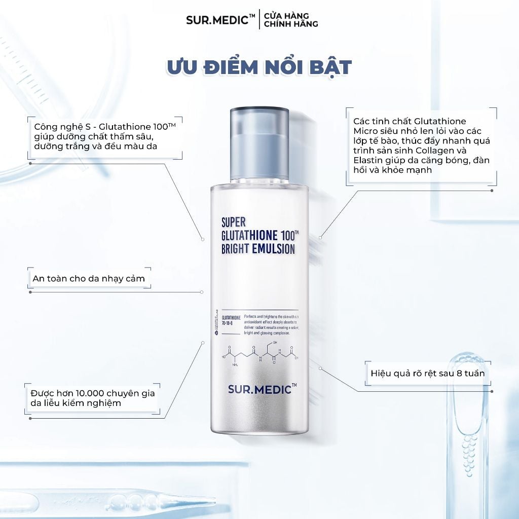 Sữa Dưỡng Trắng Da Sur.Medic Super Glutathione 100 Bright Emulsion
