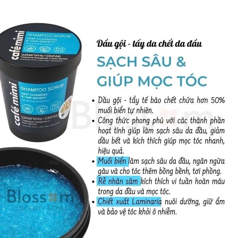Dầu Gội Tẩy Tế Bào Chết Café Mimi Shampoo Scrub
