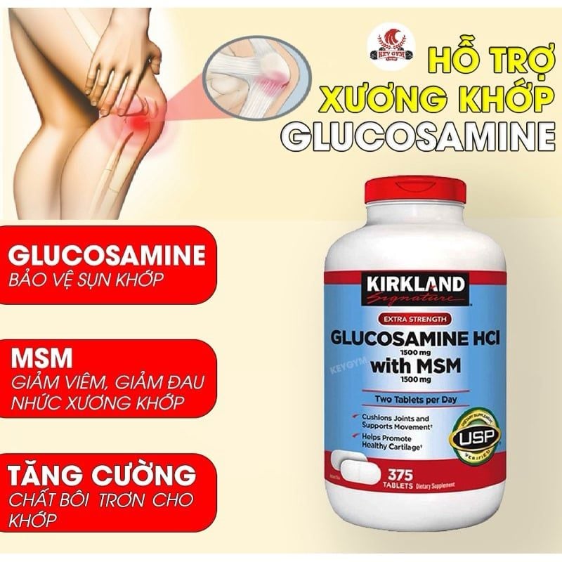 Viên Uống Hỗ Trợ Xương Khớp Kirkland Glucosamine HCl 1500mg with MSM 1500mg