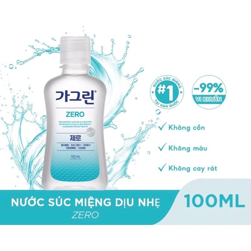 Nước súc miệng ngăn ngừa mảng bám Garglin Zero không cồn chai 380ml
