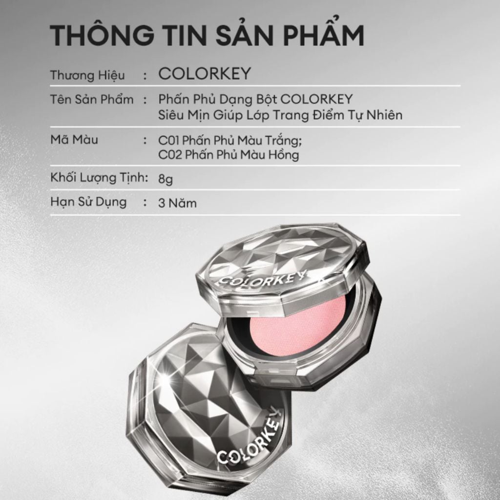 Phấn Phủ Dạng Bột Siêu Mịn Lâu Trôi Colorkey Lasting Naturally-occurring Loose Powder 8g