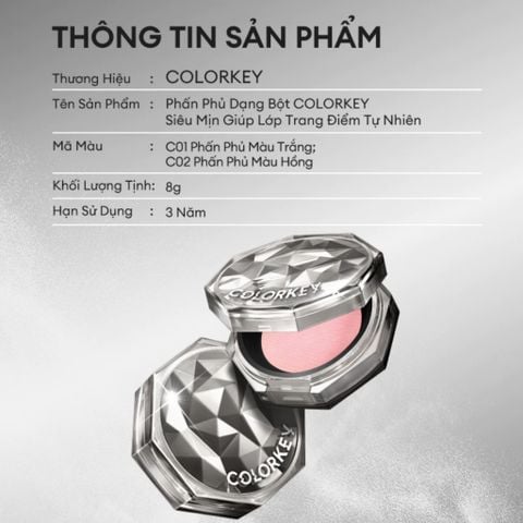 Phấn Phủ Dạng Bột Siêu Mịn Lâu Trôi Colorkey Lasting Naturally-occurring Loose Powder 8g