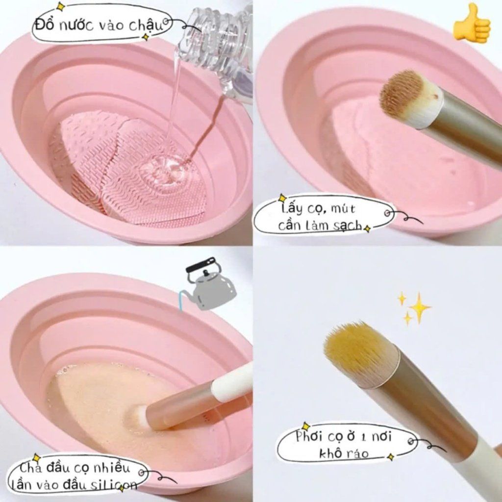 Chậu Làm Sạch Cọ Trang Điểm Bằng Silicone Jary