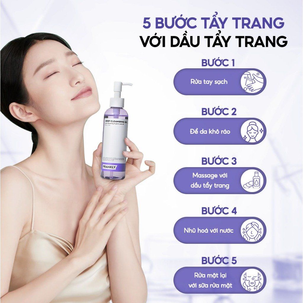 Dầu Tẩy Trang Sạch Mụn Ẩn, Mụn Đầu Đen Frankly Deep Cleansing Oil 200ml