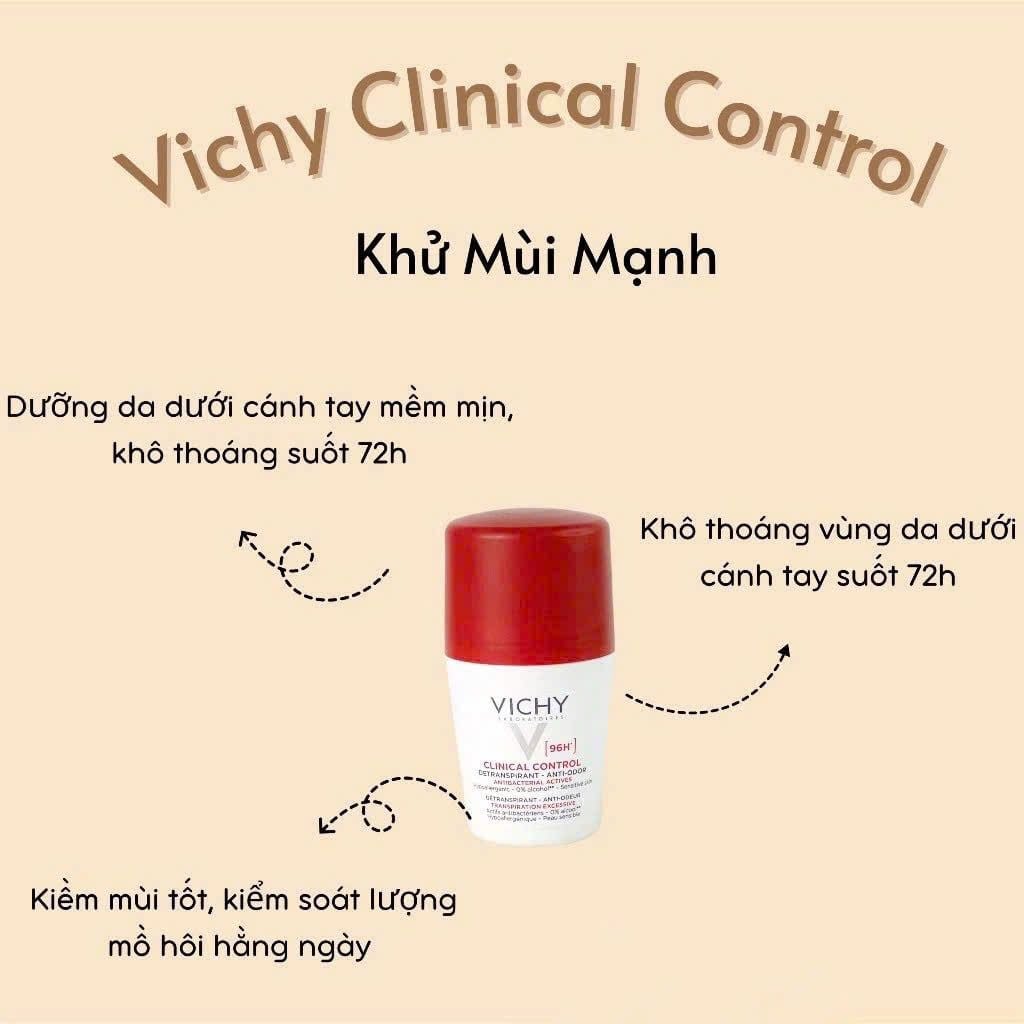 Lăn khử mùi Vichy 50ml Các Màu
