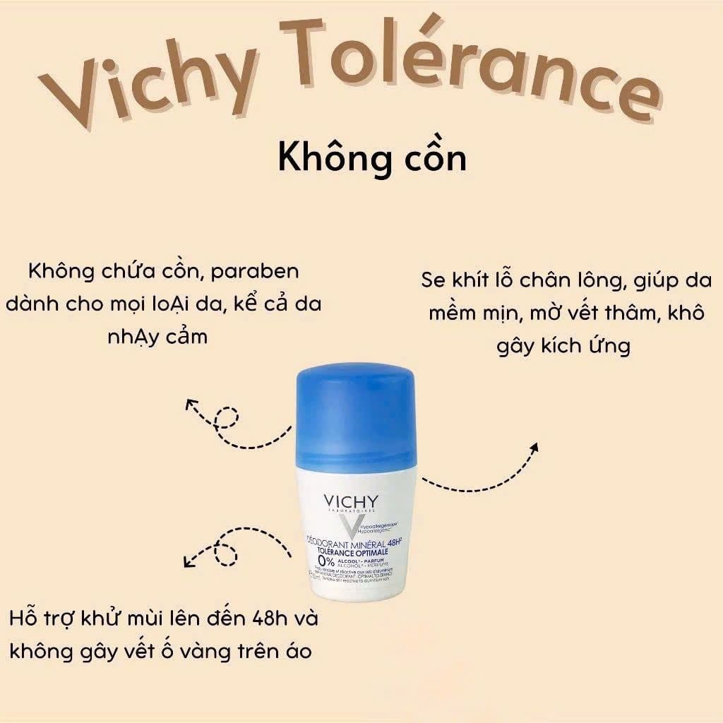 Lăn khử mùi Vichy 50ml Các Màu