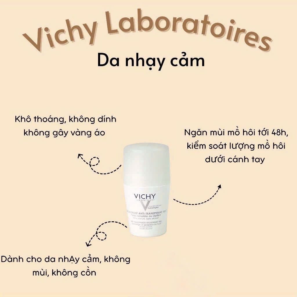 Lăn khử mùi Vichy 50ml Các Màu