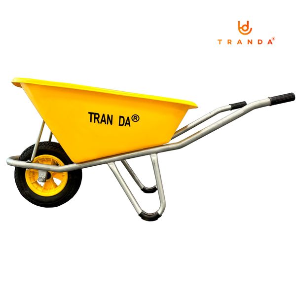 Xe rùa thùng nhựa vàng 130 lít, sườn mạ kẽm, bánh hơi mâm nhựa 3.50-8 ...