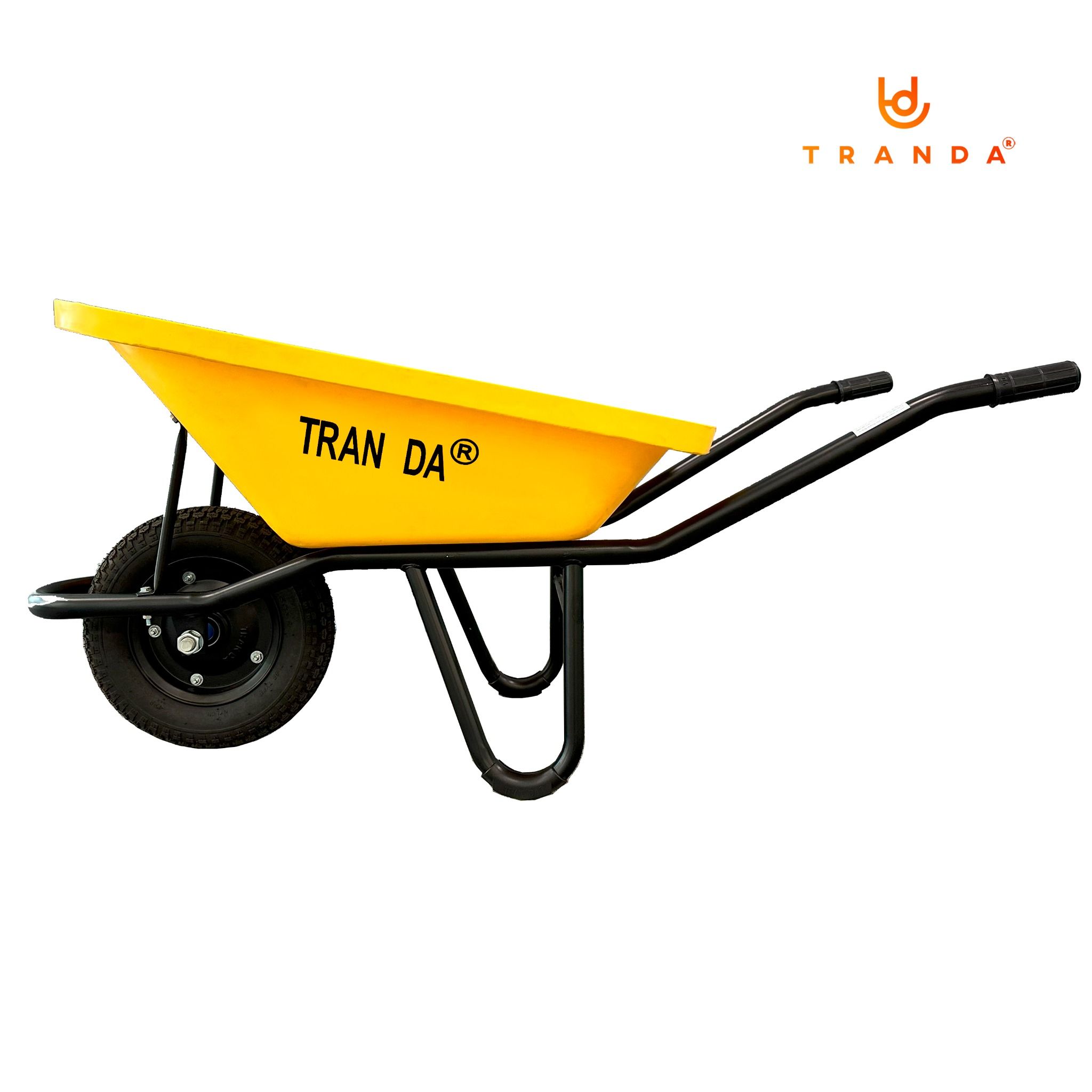  Xe rùa thùng nhựa vàng, sườn sơn tĩnh điện, bánh hơi 3.50-8, tải trọng 180 Kg 