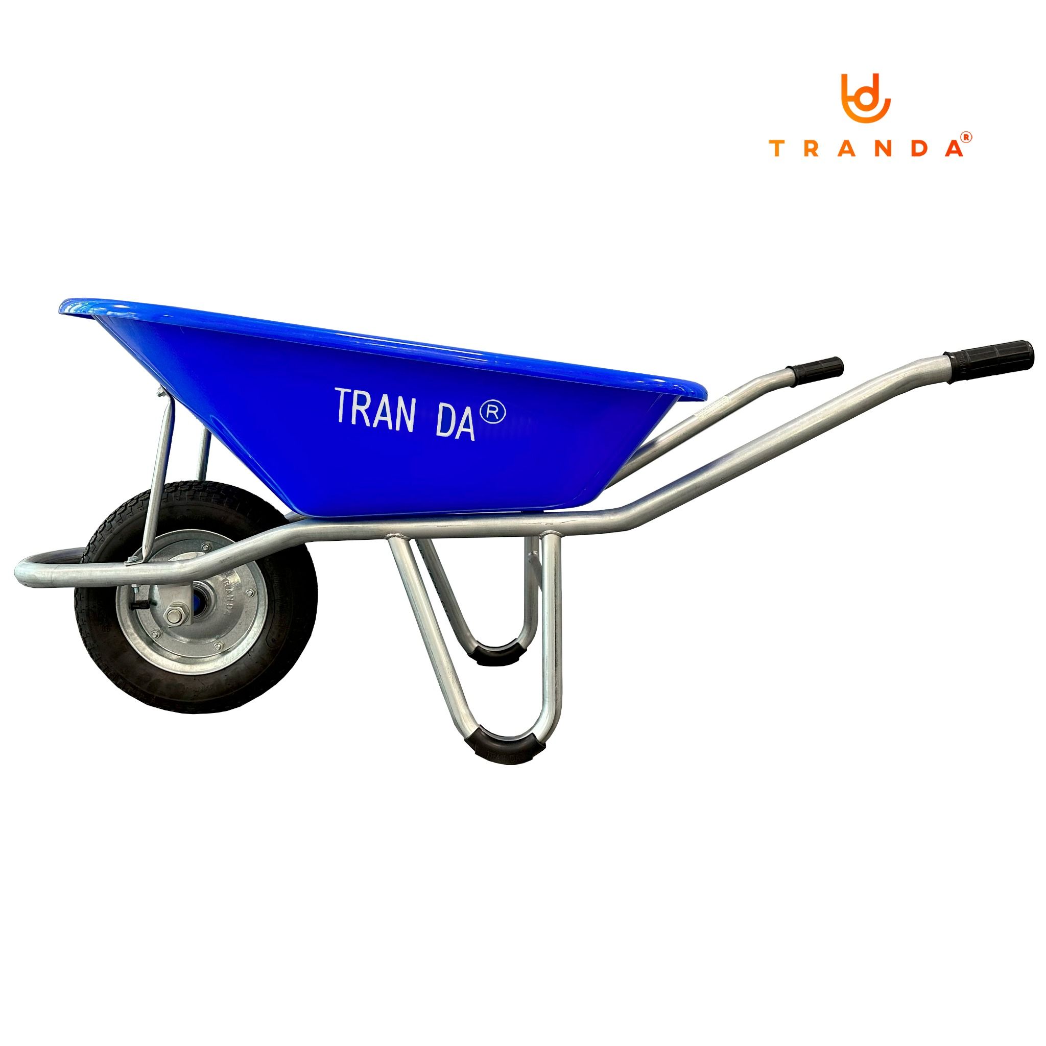  Xe rùa thùng nhựa xanh dương KE, sườn mạ kẽm, bánh hơi 3.50-8, tải trọng 150 Kg 