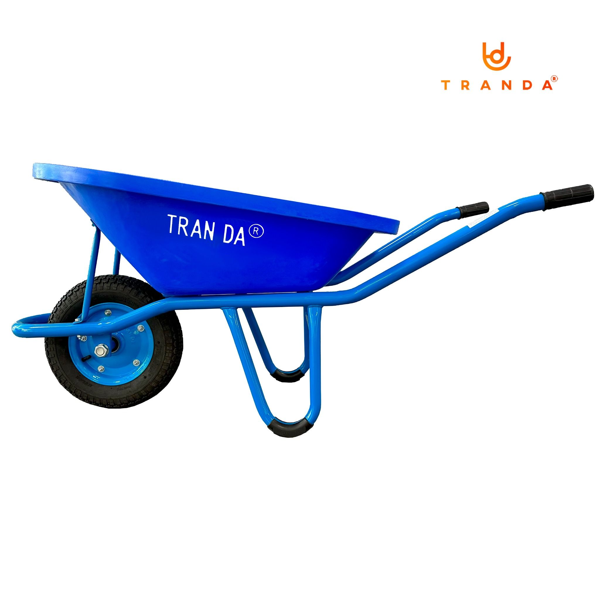  Xe rùa thùng nhựa xanh dương, sườn sơn tĩnh điện, bánh hơi 3.50-8, tải trọng 180 Kg 