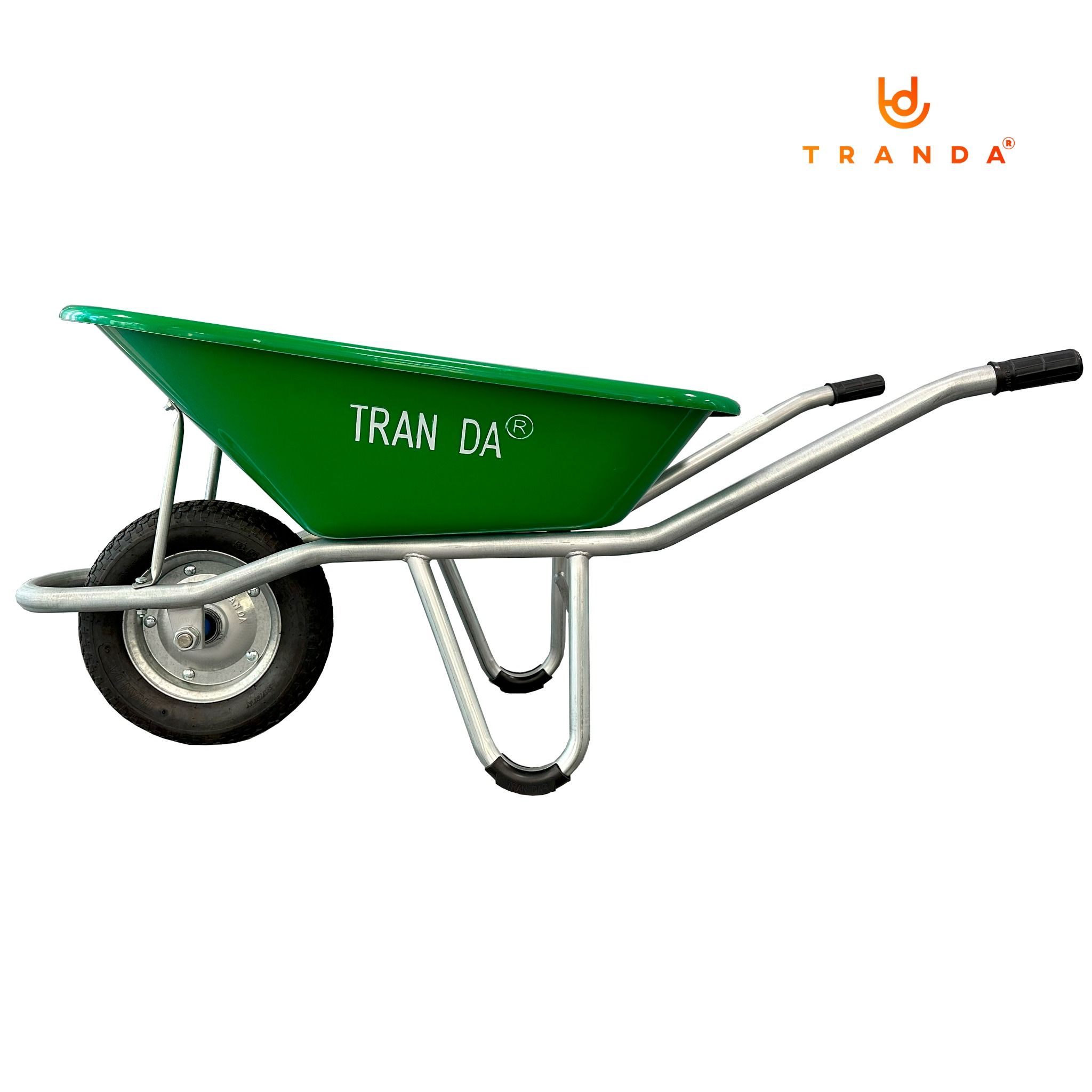  Xe rùa thùng nhựa xanh lá KE, sườn mạ kẽm, bánh hơi 3.50-8, tải trọng 150 Kg 