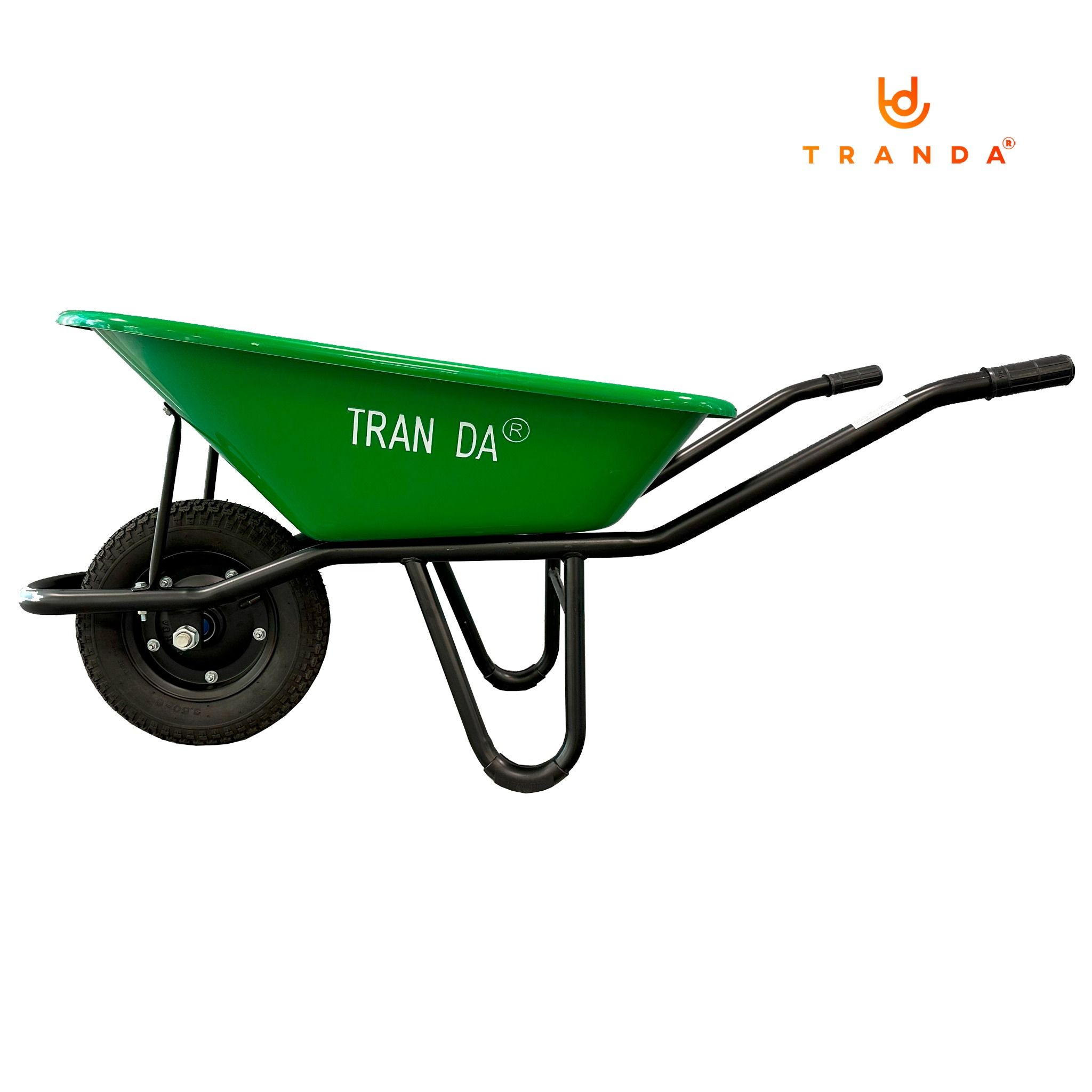  Xe rùa thùng nhựa xanh lá KE, sườn sơn tĩnh điện, bánh hơi 3.50-8, tải trọng 150 Kg 