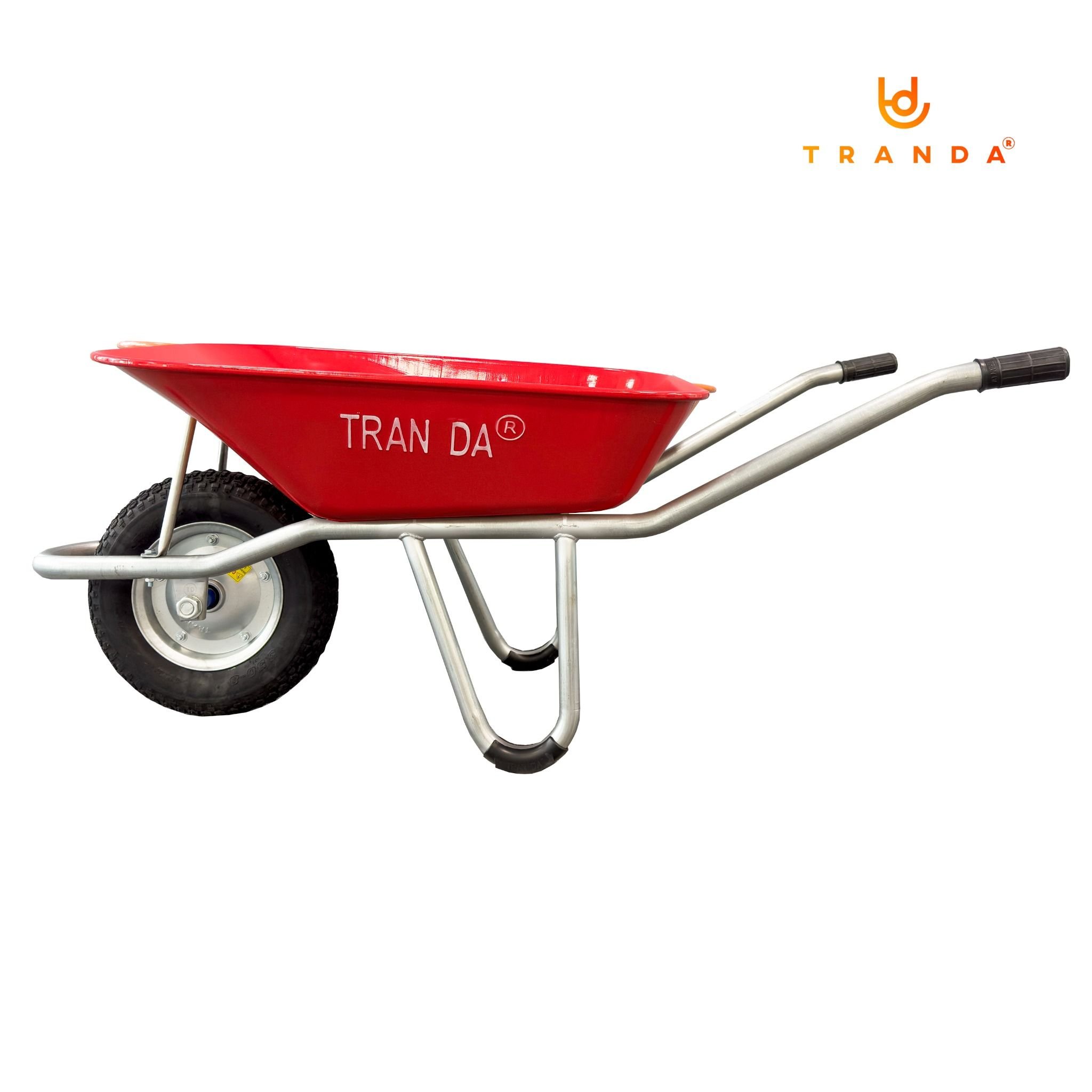  Xe rùa thùng tôn đỏ dày 1.4mm, sườn ống mạ kẽm, bánh hơi 4.80-8, tải trọng 220 Kg 