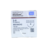  CHỈ TAN TỔNG HỢP ĐA SỢI MERIL MEGASORB (POLYGLYCOLIC ACID) SỐ 3/0, DÀI 75CM, KIM TRÒN 1/2C, DÀI 26MM, MS300242 (HỘP 12 TÉP) 